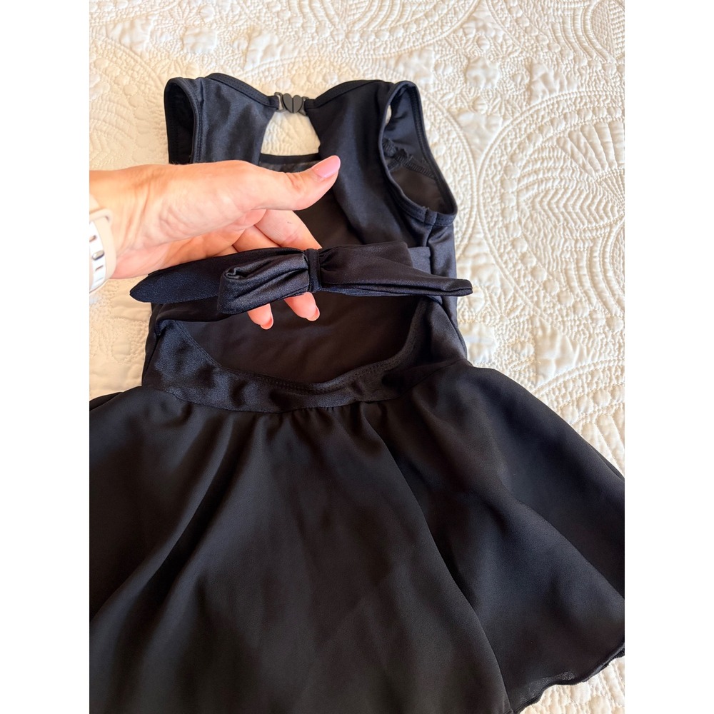 Danz N Motion Little Girls Black Dance Leotard Skirt Mesh Detail Open Back - Picture 6 of 11
